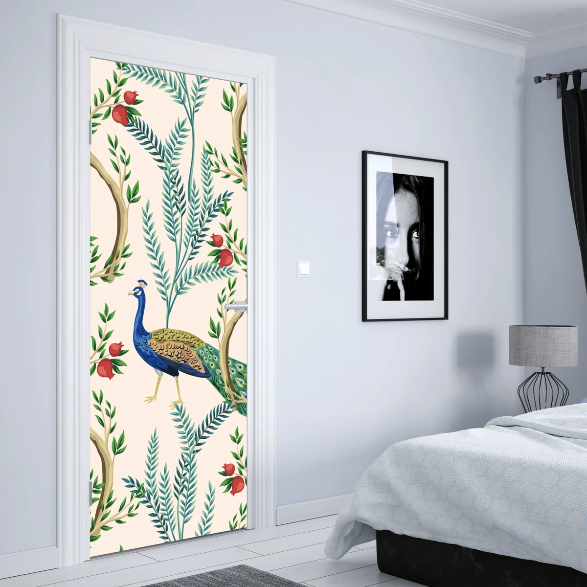 Türaufkleber pfau zwischen granatästen Türaufkleber pfau zwischen granatästen