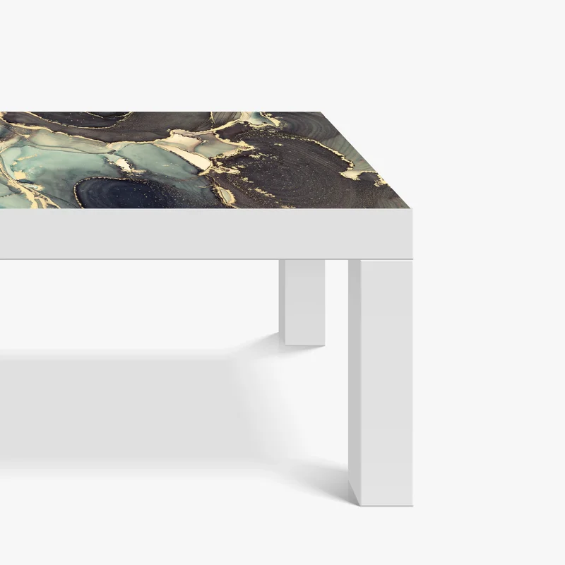 Tischaufkleber und Schreibtischaufkleber türkis und gold abstrakte fließmalerei