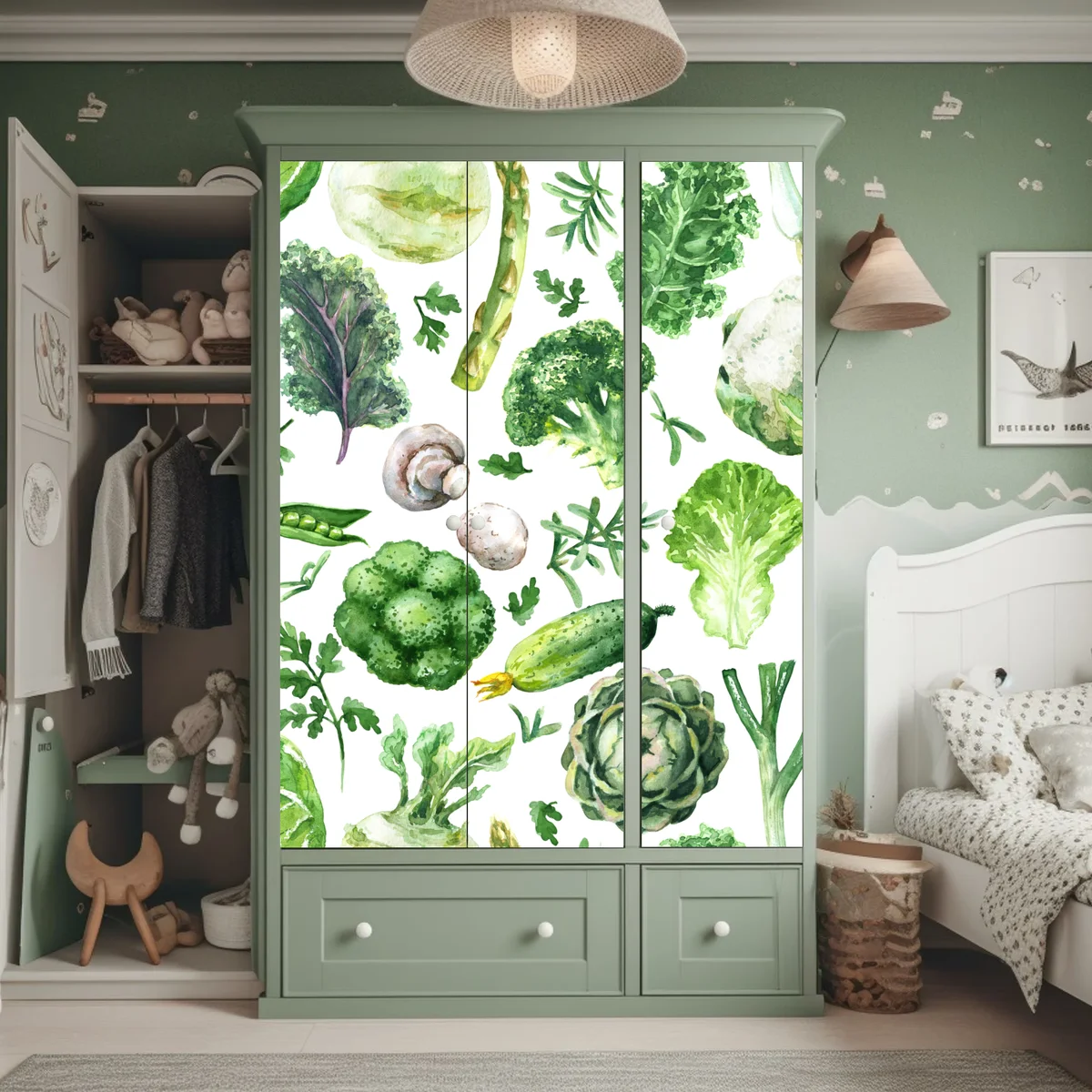 Schrankaufkleber aquarellmuster grünes gemüse Schrankaufkleber aquarellmuster grünes gemüse
