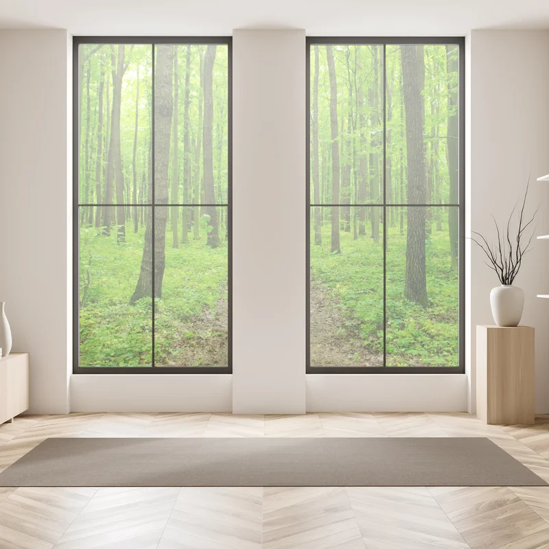 Fensteraufkleber ruhiger grüner waldweg