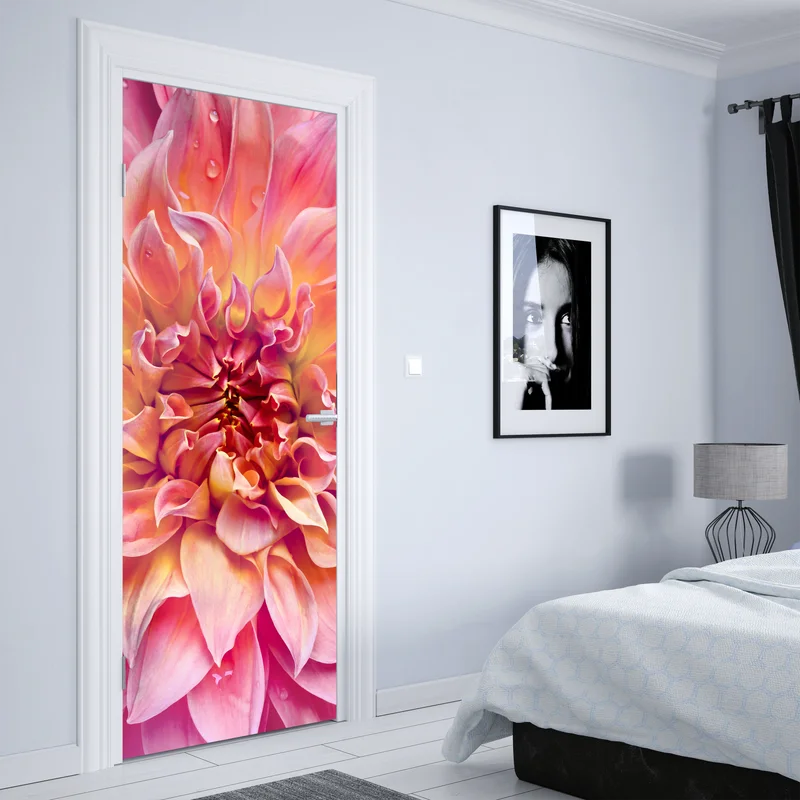 Türaufkleber rosa dahlie nahaufnahme