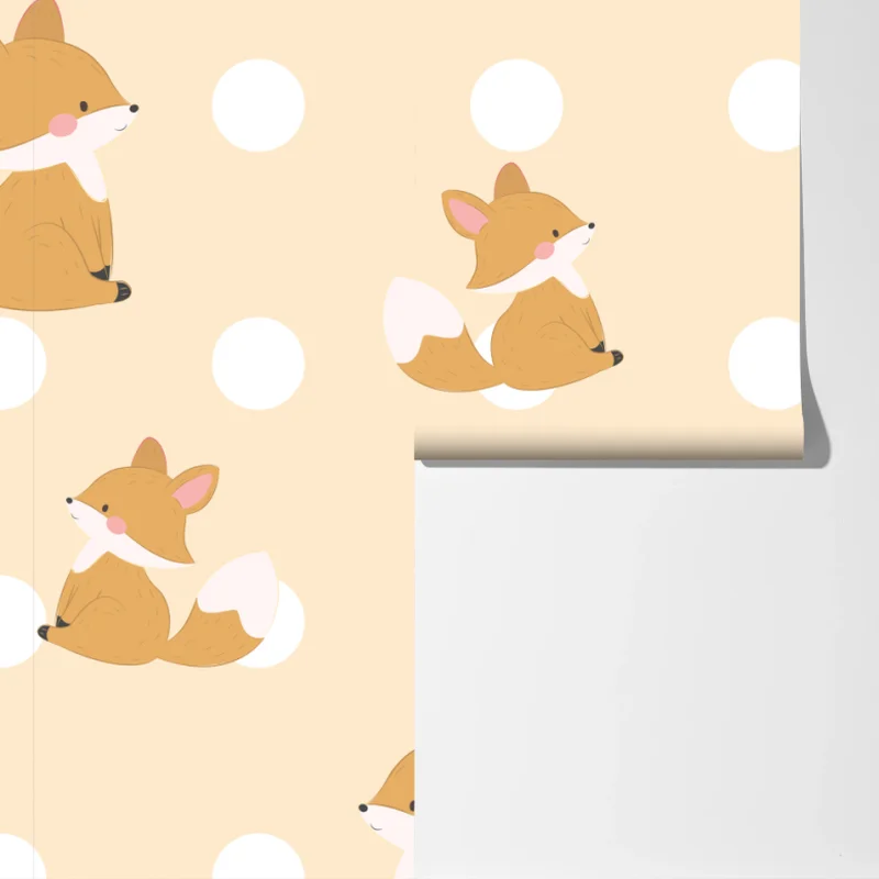 Fototapete verspieltes fuchsmuster in pastellbeige Fototapete verspieltes fuchsmuster in pastellbeige