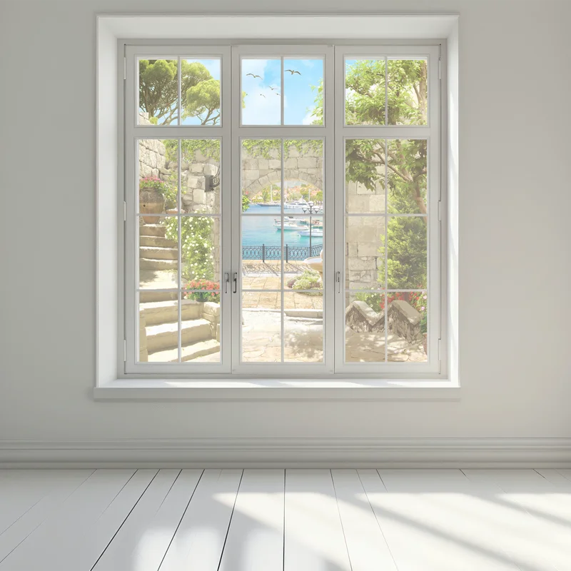 Fensteraufkleber mediterraner blick durch eine arkade