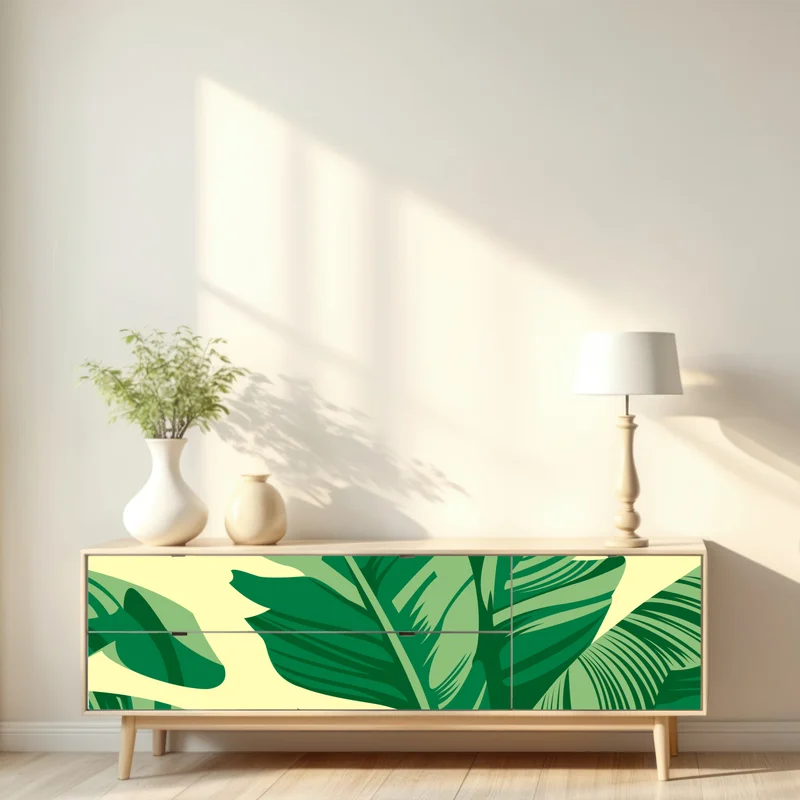 Repositionierbarer Aufkleber tropisches muster mit bananenblättern Repositionierbarer Aufkleber tropisches muster mit bananenblättern