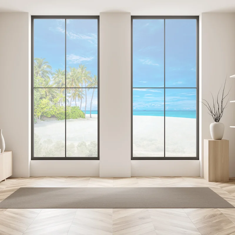 Fensteraufkleber tropischer strand mit palmen