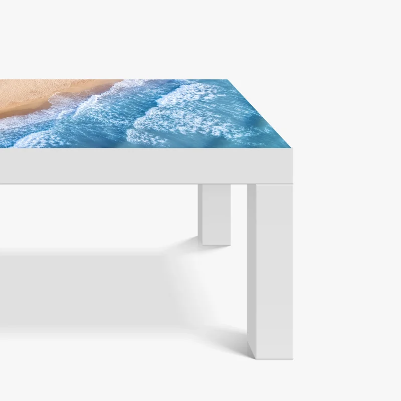 Tischaufkleber und Schreibtischaufkleber luftaufnahme türkiser wellen an sandigem strand