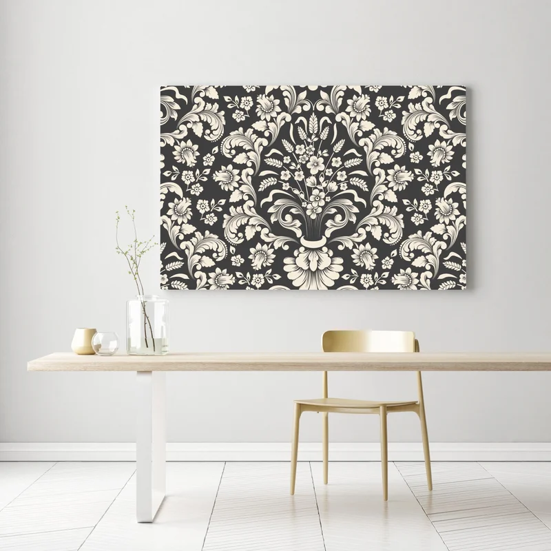 Leinwandbild vintage blumiges damastmuster Leinwandbild vintage blumiges damastmuster