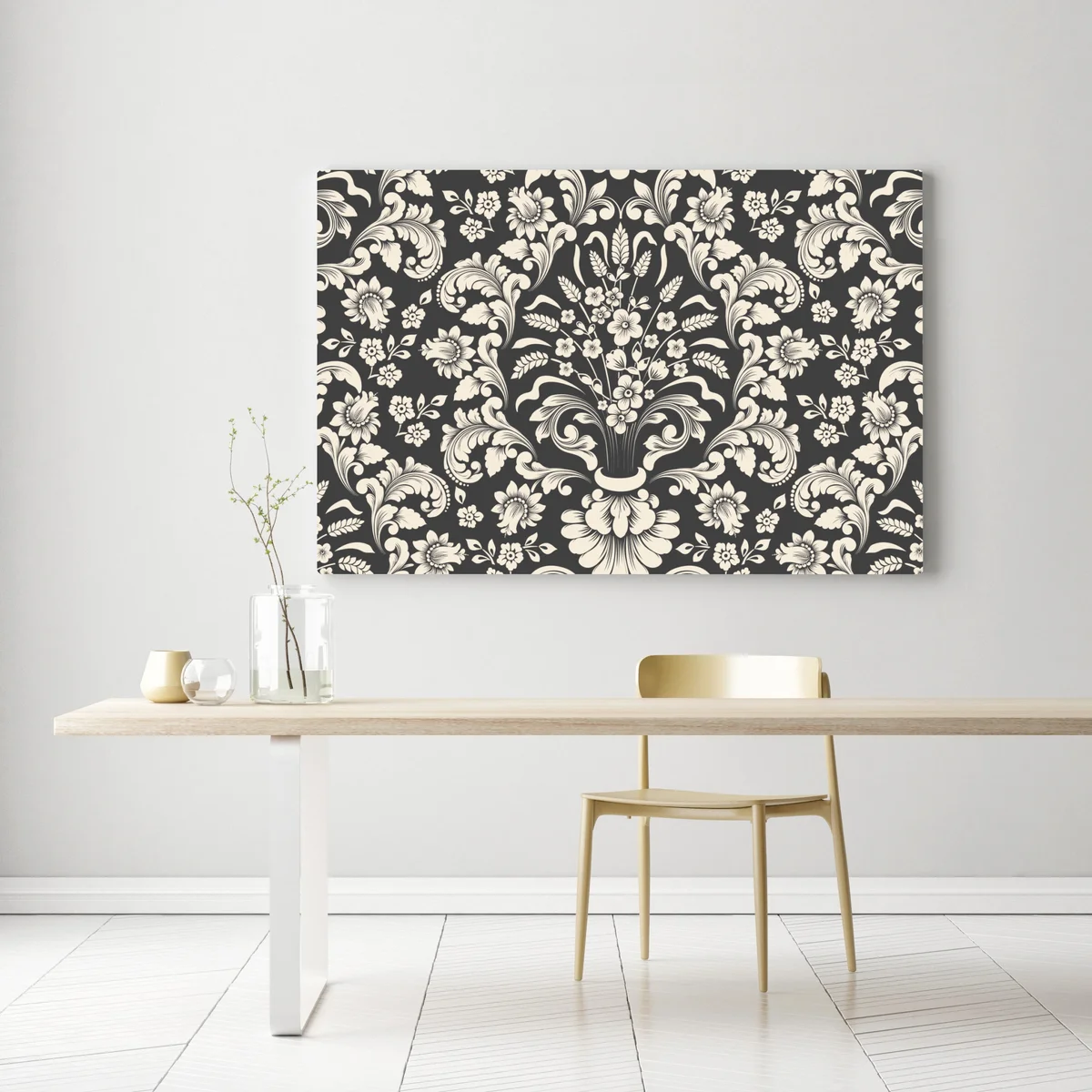 Leinwandbild vintage blumiges damastmuster Leinwandbild vintage blumiges damastmuster