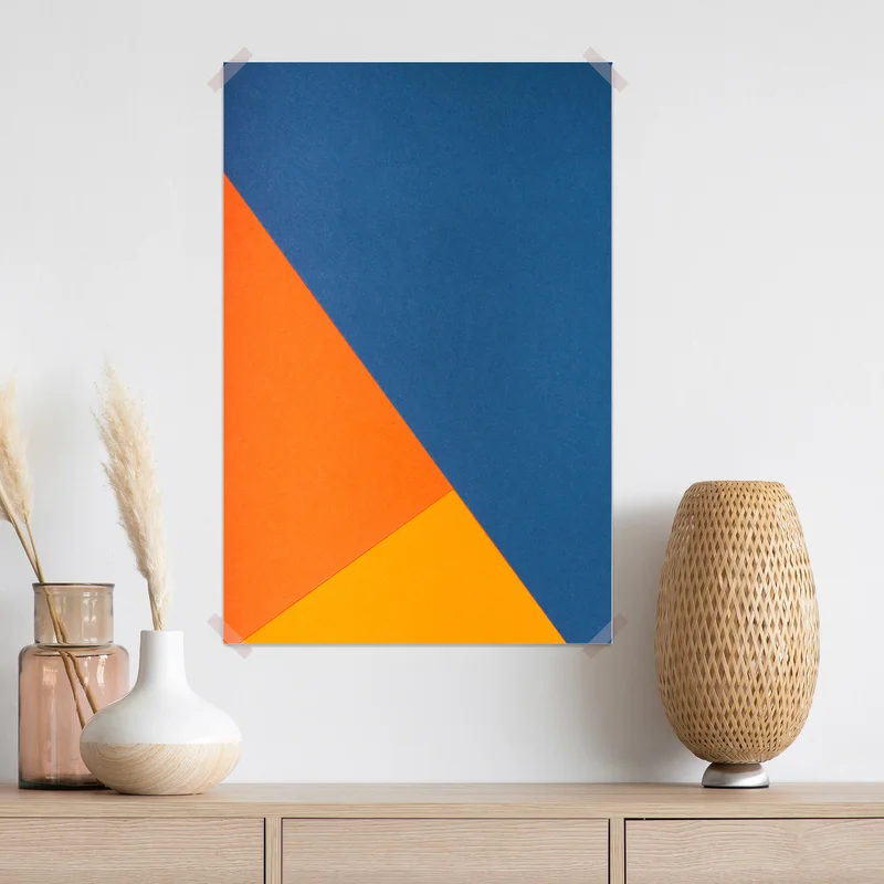 Poster mutige geometrische komposition in blau und orange Poster mutige geometrische komposition in blau und orange