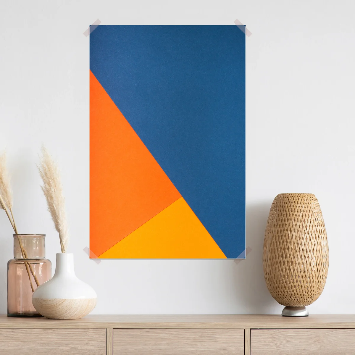 Poster mutige geometrische komposition in blau und orange Poster mutige geometrische komposition in blau und orange