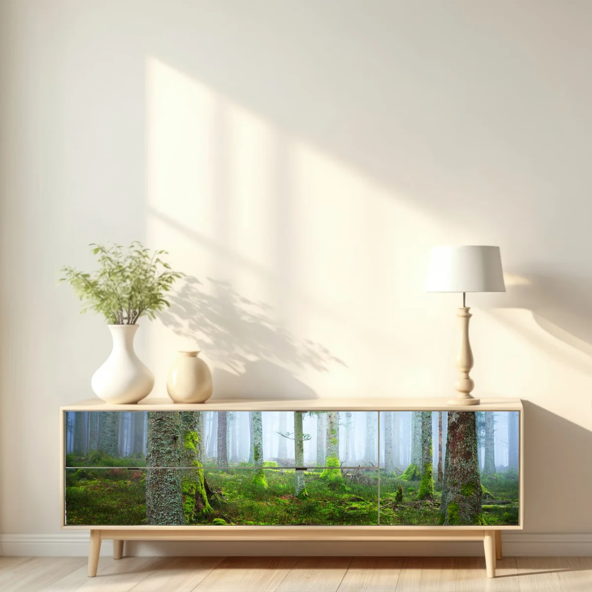 Repositionierbarer Aufkleber nebliger kiefernwald aus dem Elsass Repositionierbarer Aufkleber nebliger kiefernwald aus dem Elsass