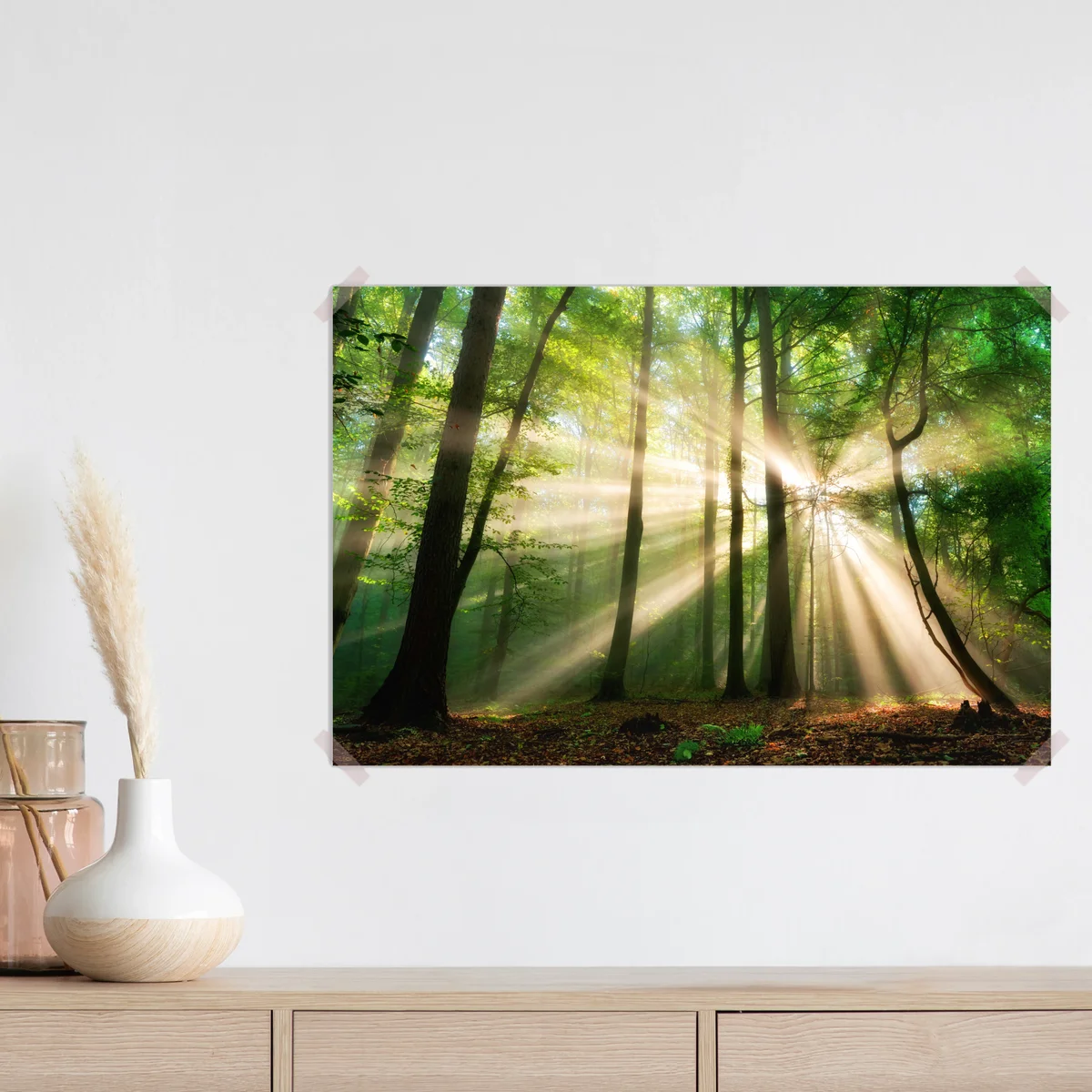 Poster sonnenstrahlen im grünen wald • Poster bei Wallnifity® Poster sonnenstrahlen im grünen wald • Poster bei Wallnifity®