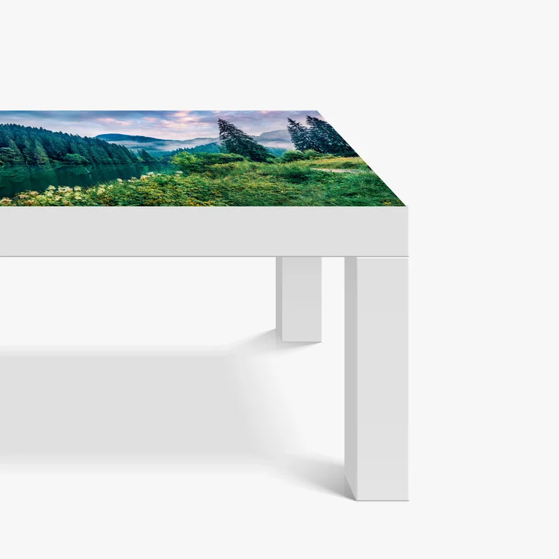 Tischaufkleber und Schreibtischaufkleber nebliger sonnenaufgang über Lacu Rosu