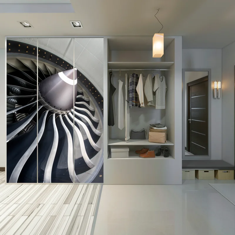 Schrankaufkleber nahaufnahme turbinenblätter des jettriebwerks