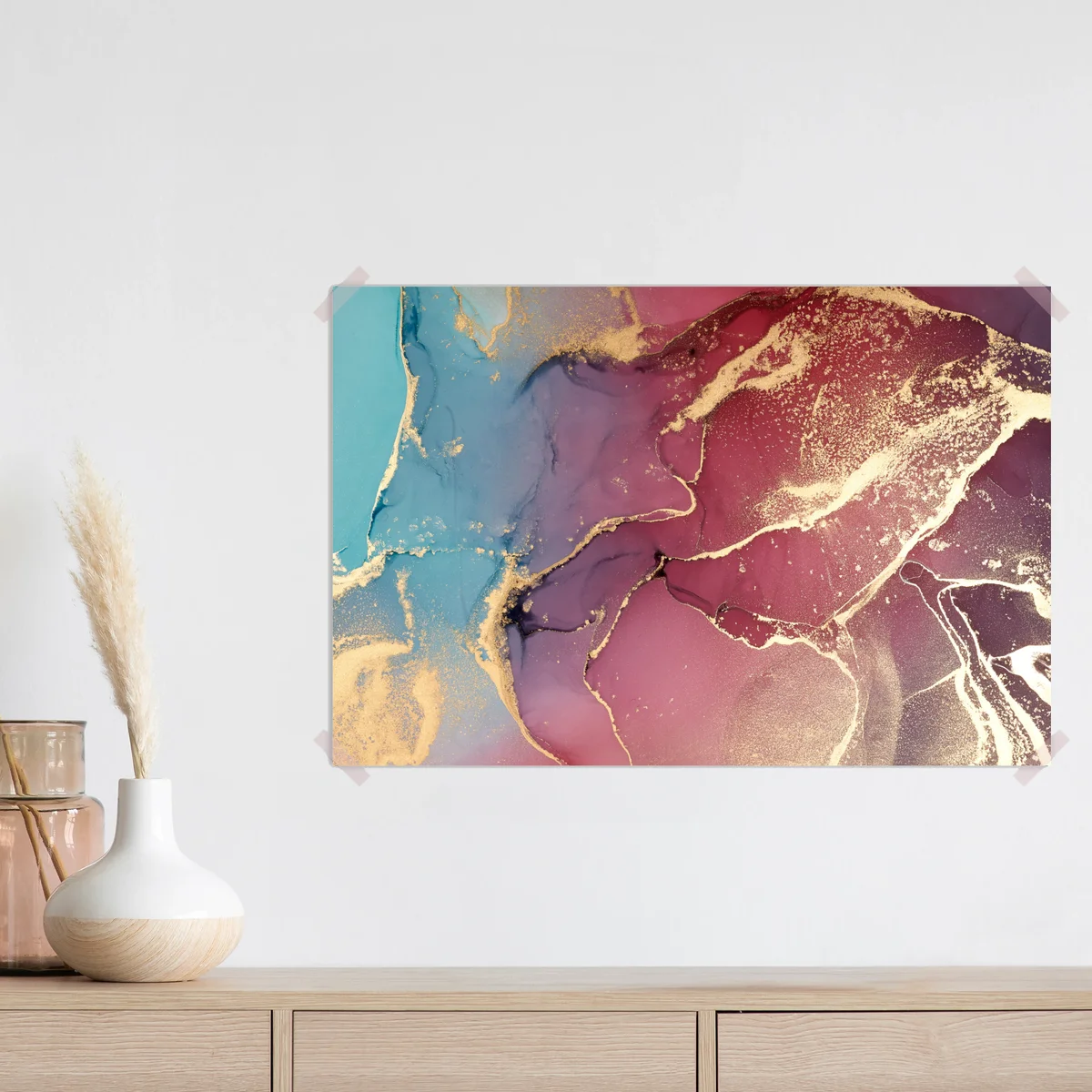Poster abstraktes marmoriertes bild in türkis und lila mit gold Poster abstraktes marmoriertes bild in türkis und lila mit gold