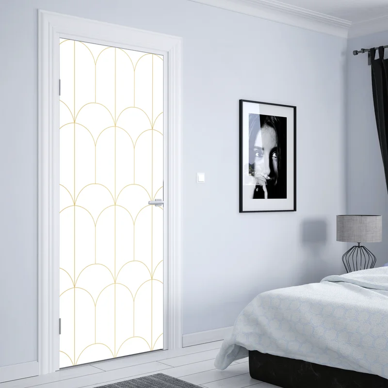 Türaufkleber goldenes art deco bogenmuster