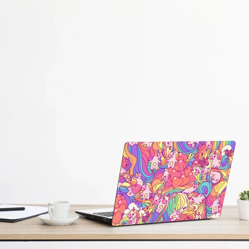 Laptop-Aufkleber verspieltes pastell-einhornmuster