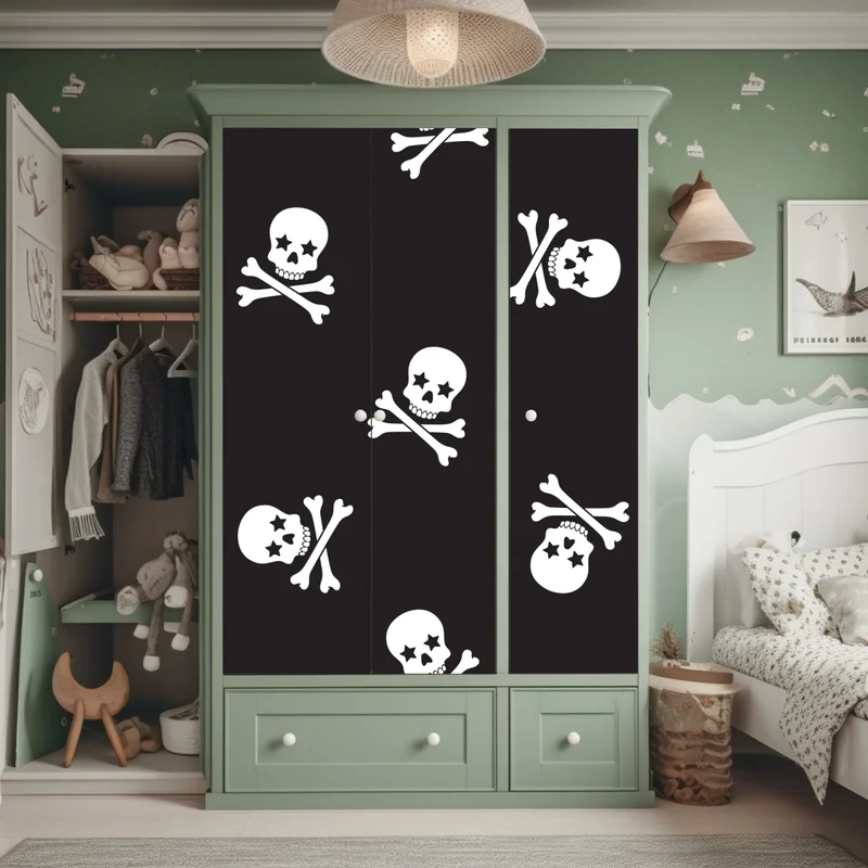 Schrankaufkleber schädel und gekreuzte knochen nahtloses muster Schrankaufkleber schädel und gekreuzte knochen nahtloses muster