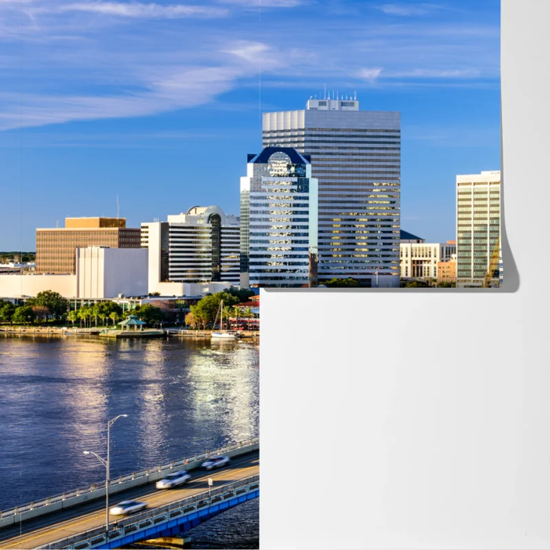 Fototapete Jacksonville skyline mit blauem brücke Fototapete Jacksonville skyline mit blauem brücke