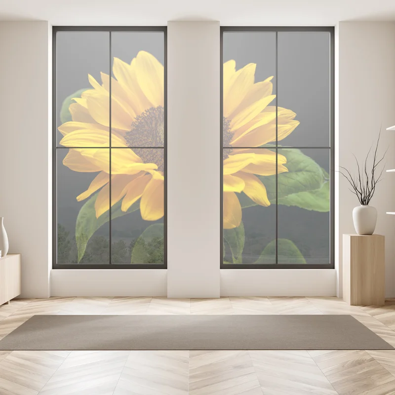 Fensteraufkleber leuchtende sonnenblume auf schwarzem hintergrund
