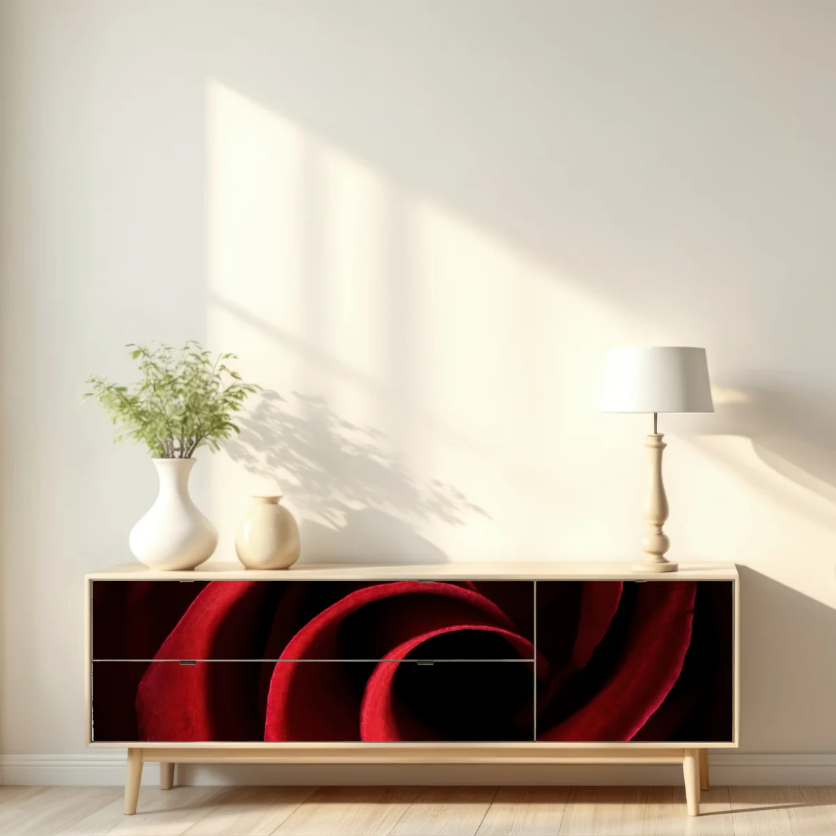 Repositionierbarer Aufkleber spirale aus tiefroten rosenblättern Repositionierbarer Aufkleber spirale aus tiefroten rosenblättern