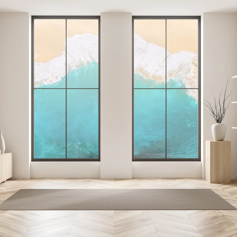 Fensteraufkleber türkisblaue wellen am strand Kelingking, Nusa Penida Fensteraufkleber türkisblaue wellen am strand Kelingking, Nusa Penida