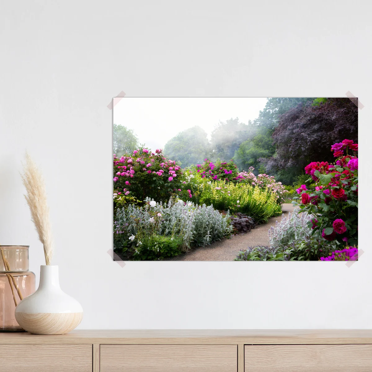 Poster rosengarten im morgendlichen nebel • Poster bei Wallnifity® Poster rosengarten im morgendlichen nebel • Poster bei Wallnifity®