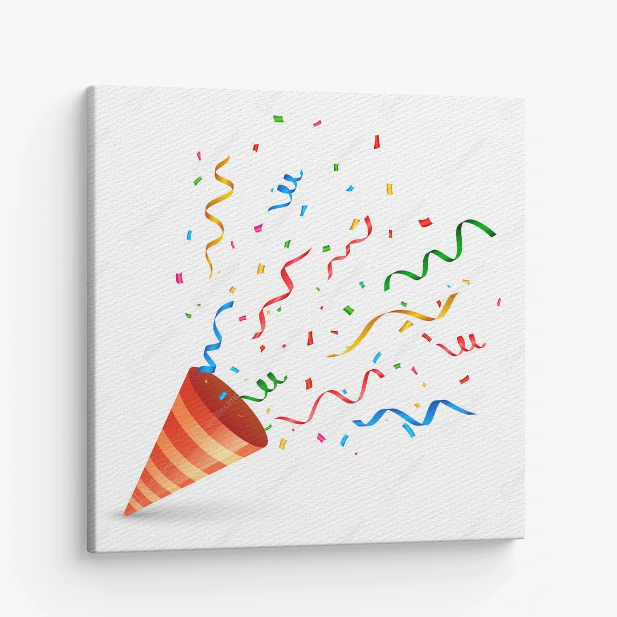 Leinwandbild Geburtstagskappe mit Konfetti und Serpentinenexplosion • Leinwandbilder bei Wallnifity® Leinwandbild Geburtstagskappe mit Konfetti und Serpentinenexplosion • Leinwandbilder bei Wallnifity®