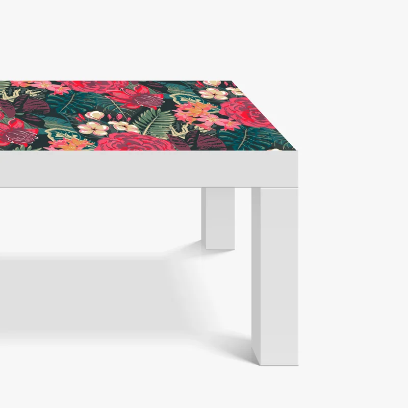 Tischaufkleber und Schreibtischaufkleber tropisches blumenmuster in rosa und türkis