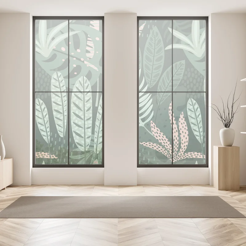 Fensteraufkleber tropisches blattmuster