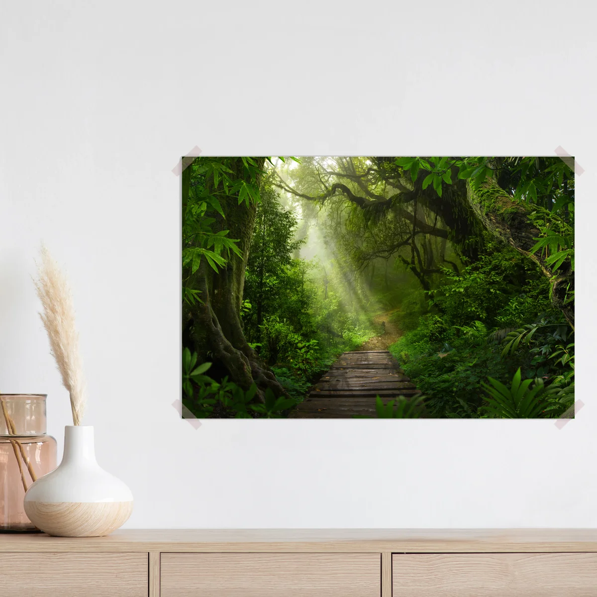 Poster sonnenbeschienener waldpfad durch üppiges grün • Poster bei Wallnifity® Poster sonnenbeschienener waldpfad durch üppiges grün • Poster bei Wallnifity®