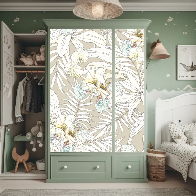 Schrankaufkleber tropisches kakadu-blumenmuster Schrankaufkleber tropisches kakadu-blumenmuster