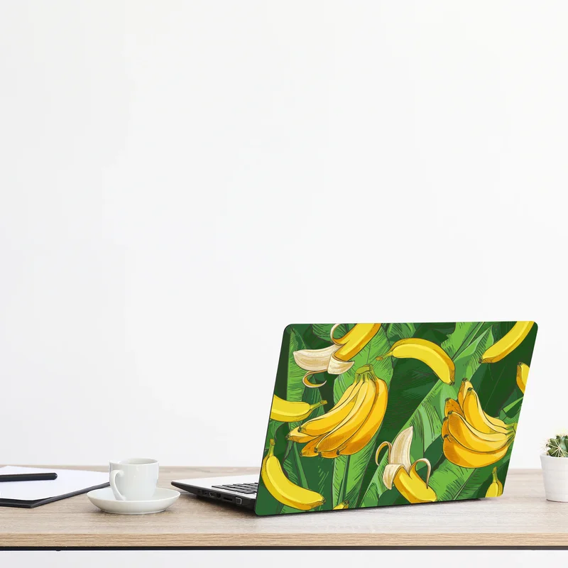 Laptop-Aufkleber tropisches bananenmuster mit bananenblättern Laptop-Aufkleber tropisches bananenmuster mit bananenblättern