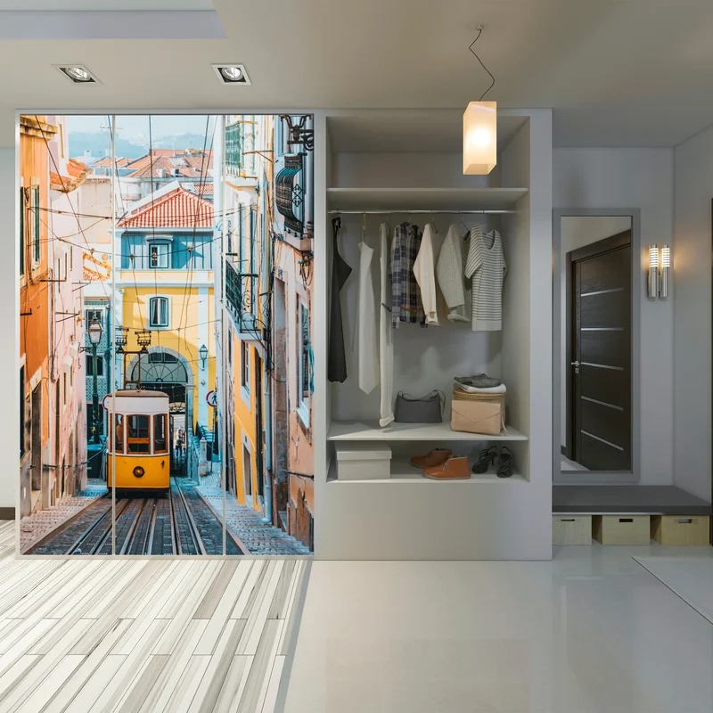 Schrankaufkleber lebendige bica straßenbahn in Lissabon