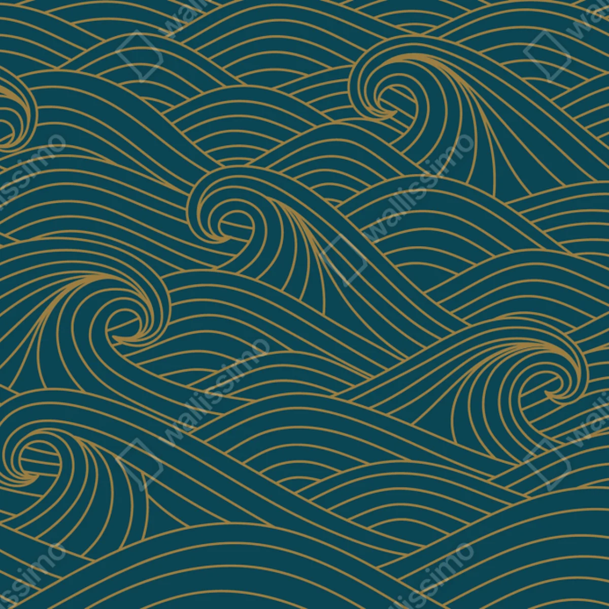 Repositionierbarer Aufkleber türkiswellenmuster mit goldlinien Repositionierbarer Aufkleber türkiswellenmuster mit goldlinien