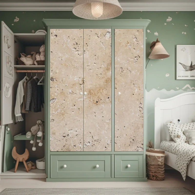 Schrankaufkleber beige travertin steinstruktur