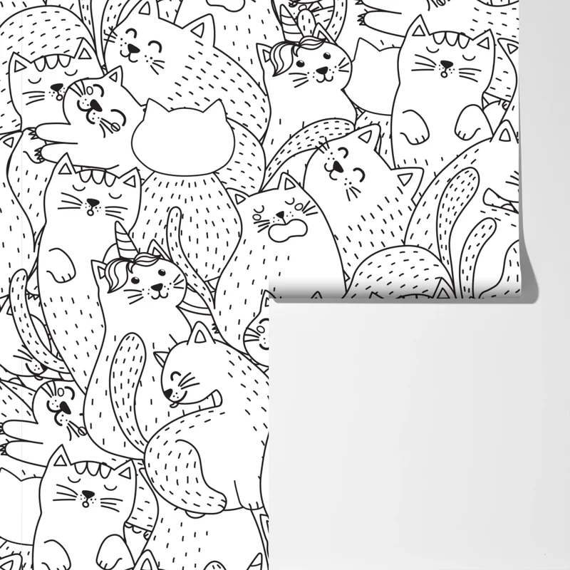 Fototapete verspieltes katzen-doodle muster Fototapete verspieltes katzen-doodle muster