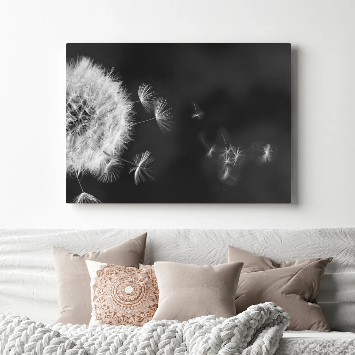 Leinwandbild schwebende löwenzahnsamen Leinwandbild schwebende löwenzahnsamen