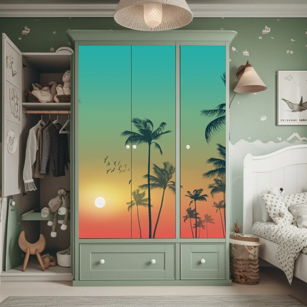 Schrankaufkleber tropischer sonnenuntergang mit palmensilhouetten Schrankaufkleber tropischer sonnenuntergang mit palmensilhouetten