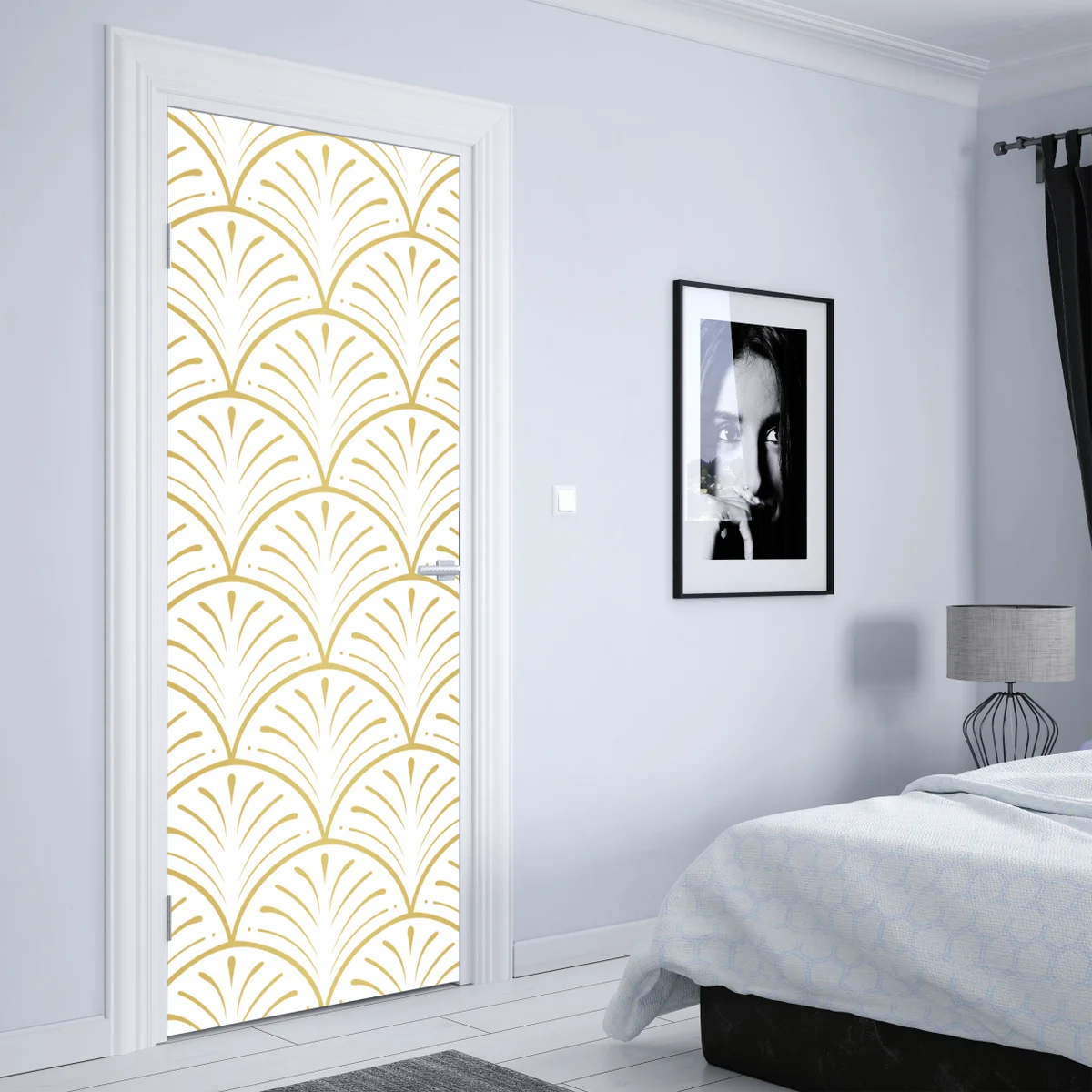 Türaufkleber goldenes art deco fächermuster Türaufkleber goldenes art deco fächermuster