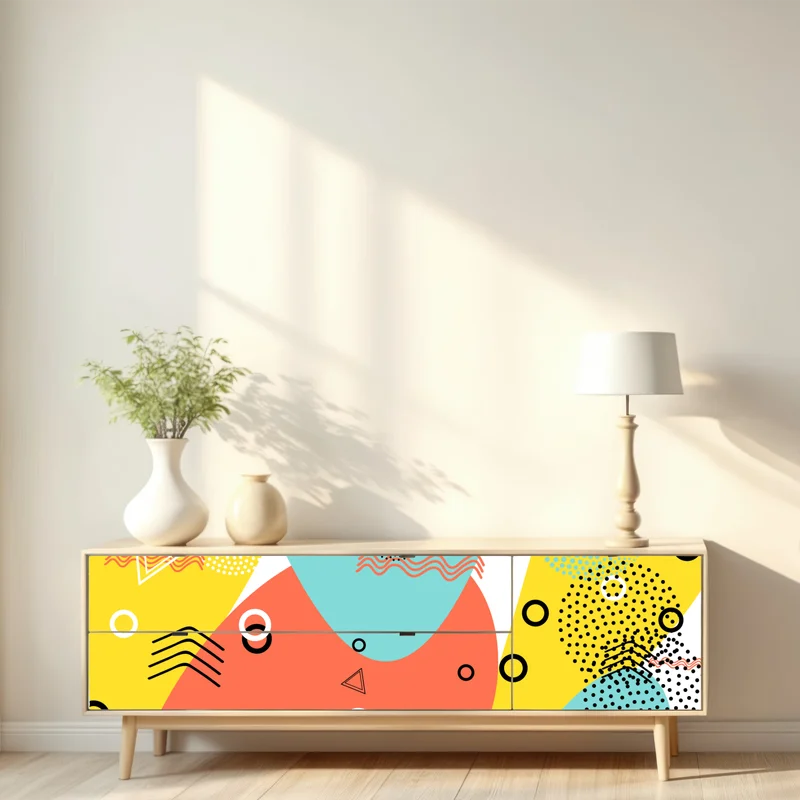 Repositionierbarer Aufkleber farbenfrohes geometrisches muster