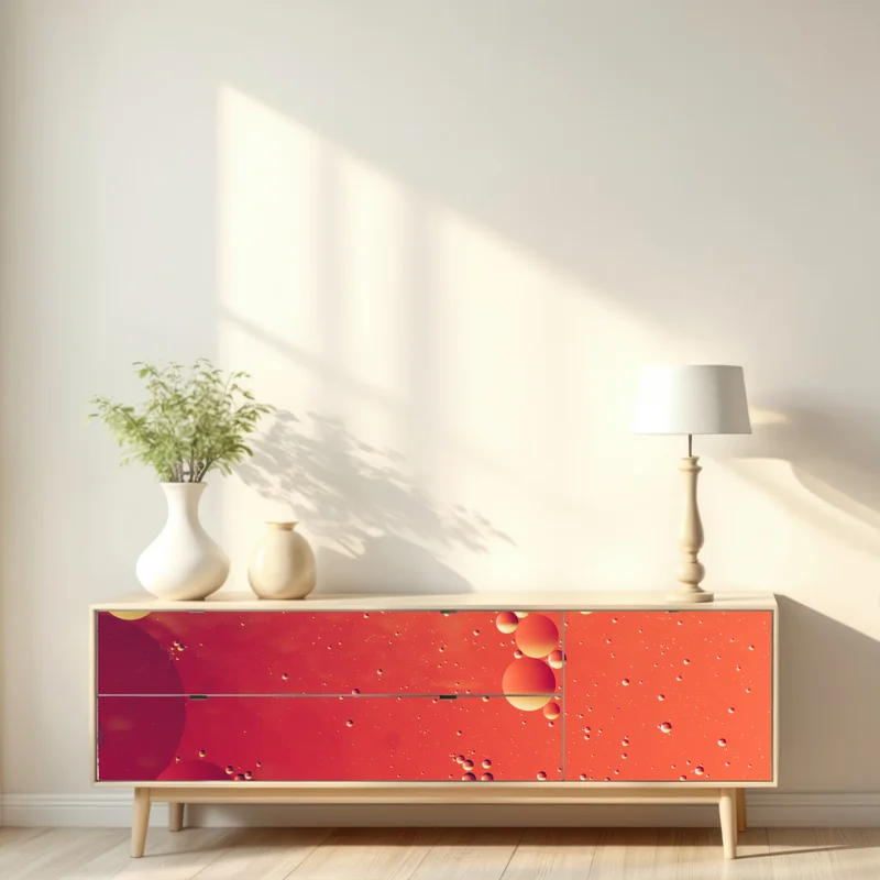 Repositionierbarer Aufkleber warme orange abstraktion mit blasen