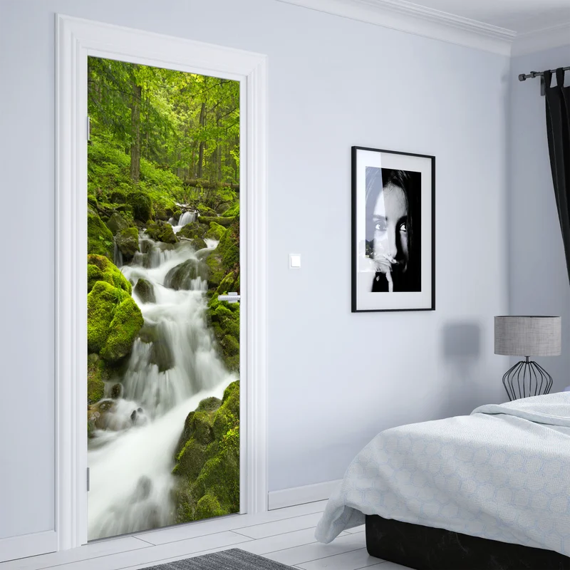 Türaufkleber moosiger wasserfall Türaufkleber moosiger wasserfall