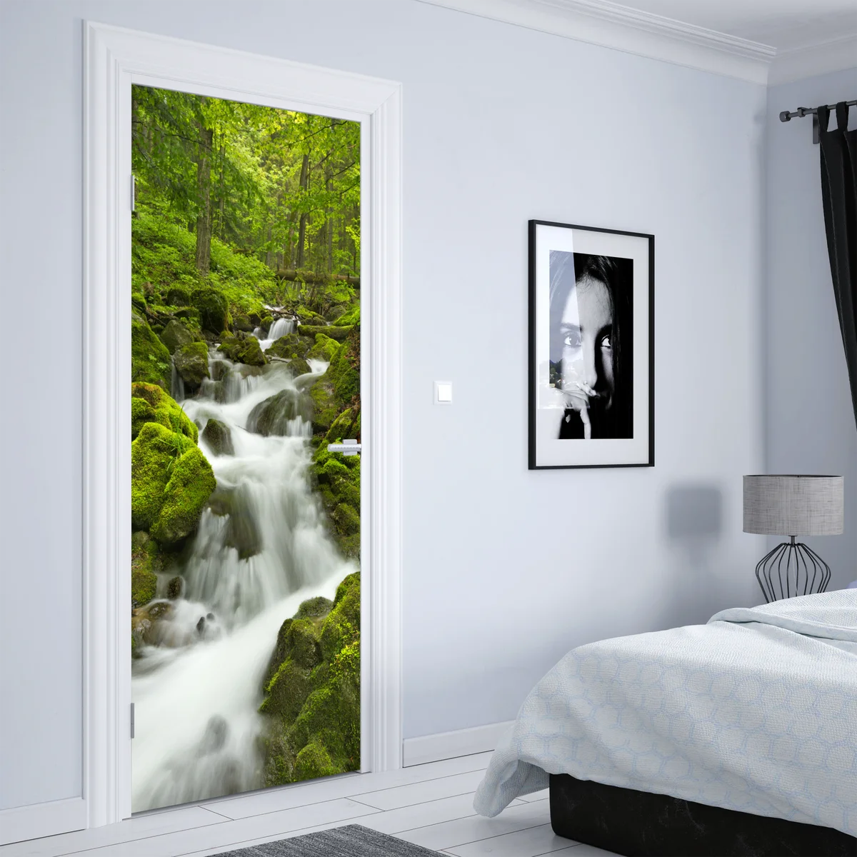 Türaufkleber moosiger wasserfall Türaufkleber moosiger wasserfall