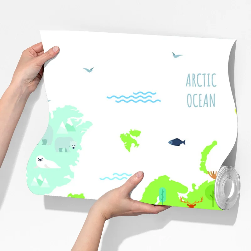 Fototapeta ilustrowana mapa świata ze zwierzętami Fototapeta ilustrowana mapa świata ze zwierzętami