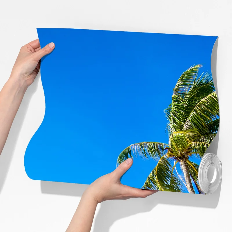 Fototapete tropischer türkisfarbener strand mit palmen Fototapete tropischer türkisfarbener strand mit palmen