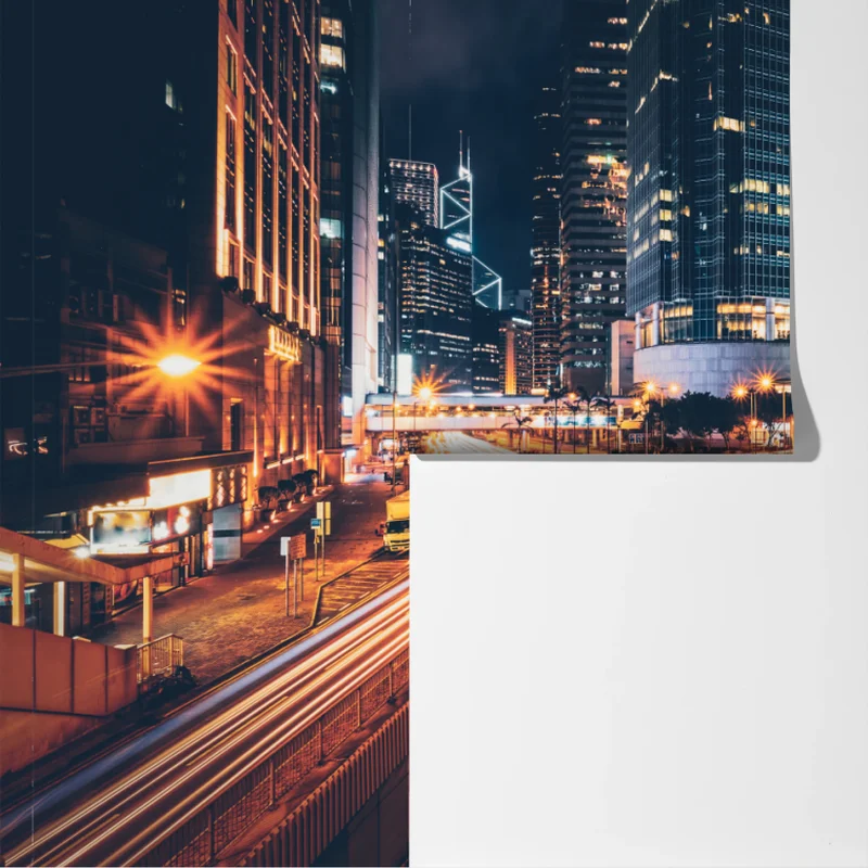 Fototapete nächtliche lichtspuren über der stadtautobahn Fototapete nächtliche lichtspuren über der stadtautobahn