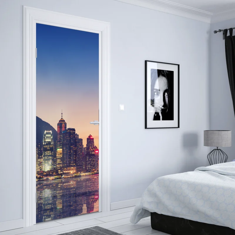 Türaufkleber Hongkong panorama bei dämmerung Türaufkleber Hongkong panorama bei dämmerung