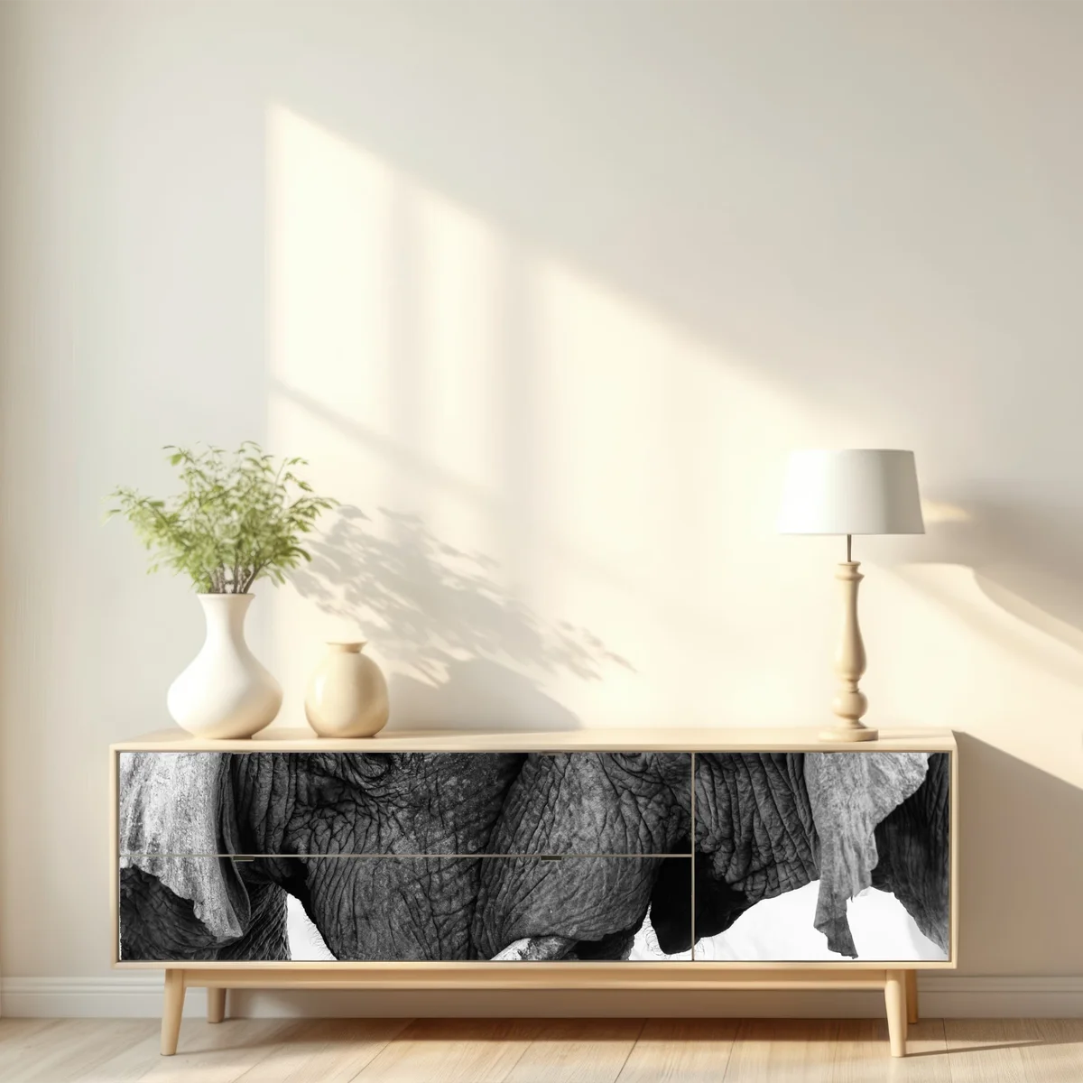 Repositionierbarer Aufkleber elefanten umarmung schwarzweißes porträt Repositionierbarer Aufkleber elefanten umarmung schwarzweißes porträt