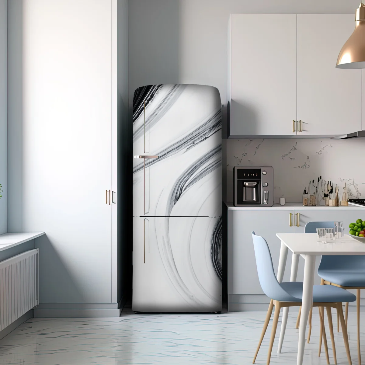 Kühlschrankaufkleber monochromer marmorswirbel Kühlschrankaufkleber monochromer marmorswirbel